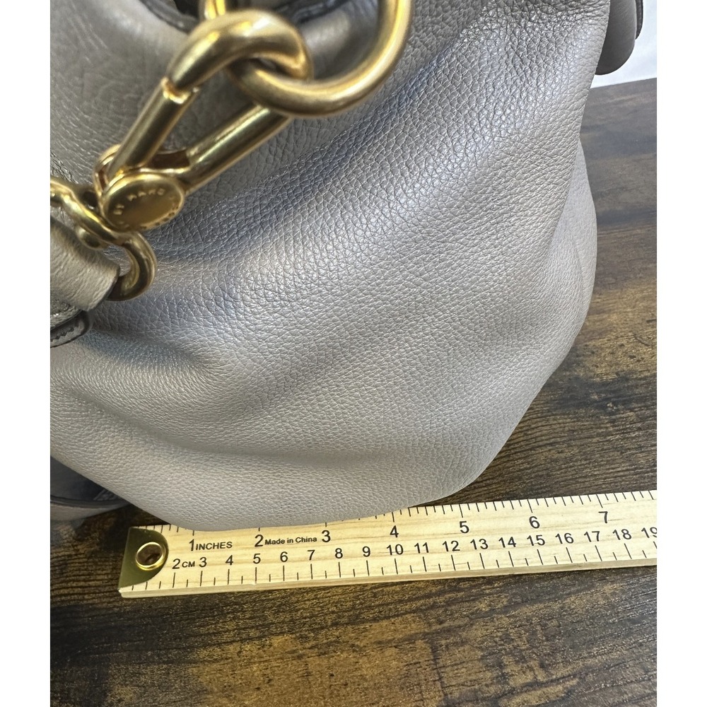 Marc Marc Jacobs Q Fran Tote Taupe Gray Pebbled Leather Shoulder Crossbody Bag - Picture 3 of 16